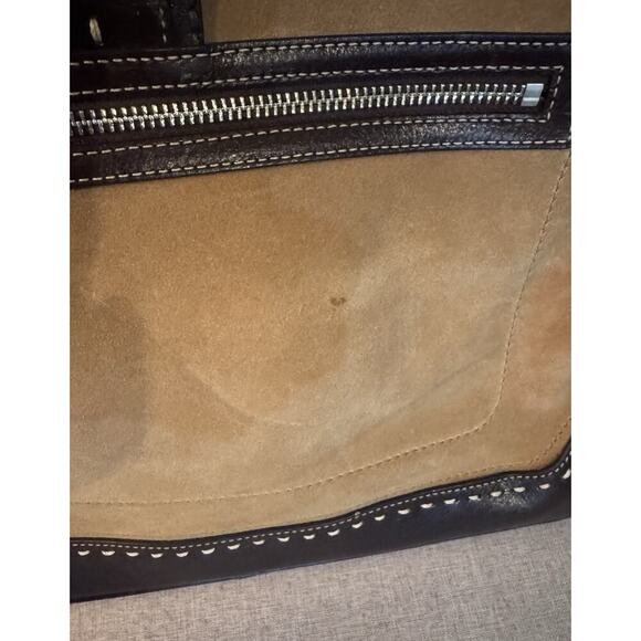 Vintage Coach Hamptons Satchel Tan Suede And Brown Leather NWT - Picture 6 of 16